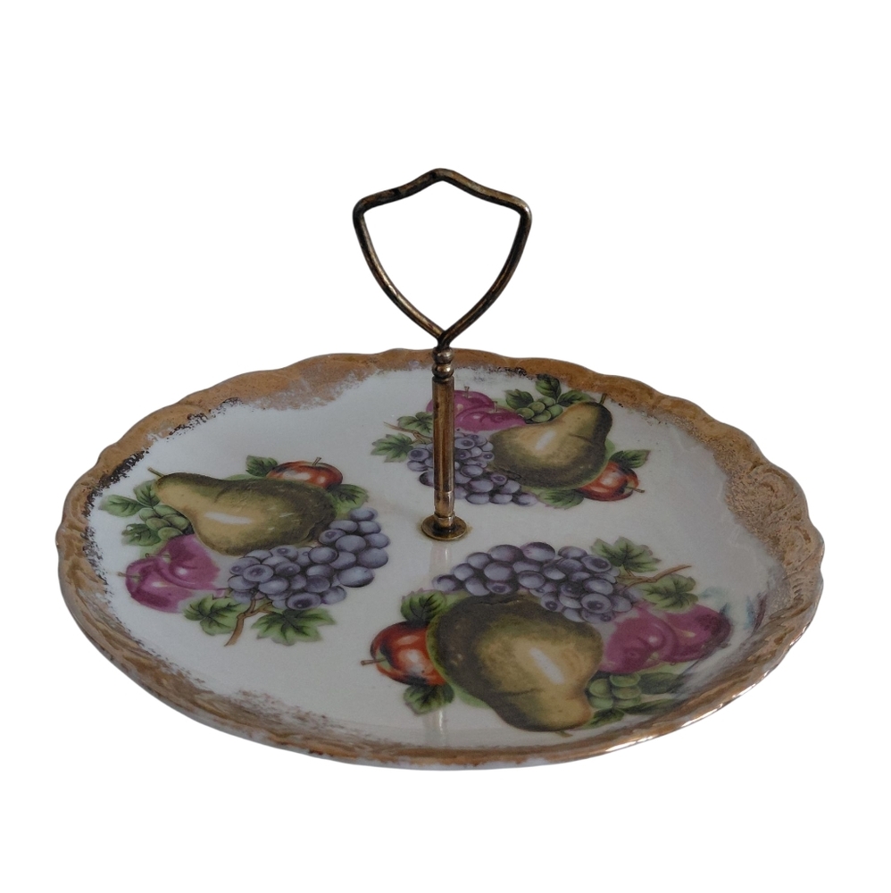 Vintage Fruit Design Tiered Serving Tray